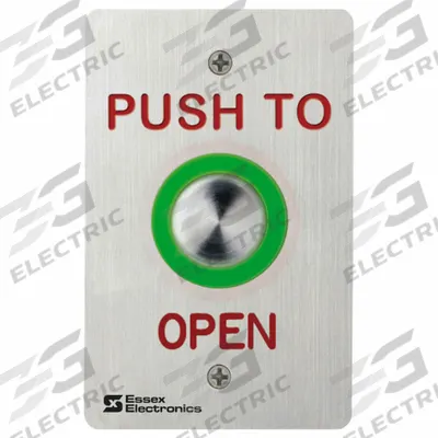 ESSEX Exit Push Button: 4 1/2 in Ht, 1 1/4 in Dp, 2 3/4 in Wd, Gray, Gray – Stainless Steel - Push-to-Exit Buttons