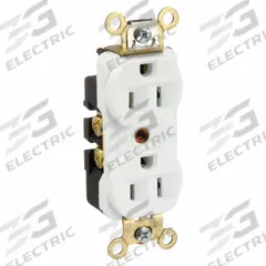 HUBBELL Receptacle: Duplex, 5-15, White, 125V AC, 15 A, 2 Pole / 3 Wire (MPN HBL5252W)