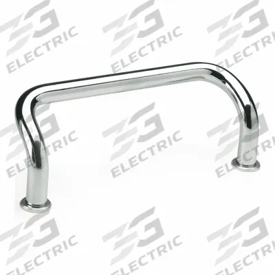 JW WINCO Pull Handle: Threaded Holes, Steel, Silver, 7.09 in Mounting Hole Center to Center - Load-Rated Offset Pull Handles