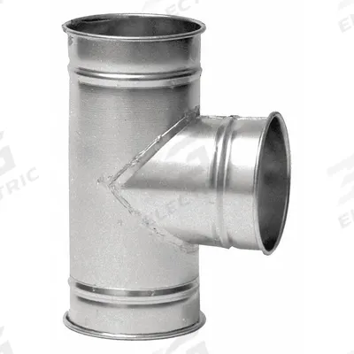 NORDFAB 4"dia 12"L 90° SS Tee Branch: Stainless Steel, For 4 in Duct Dia, 12 in Overall Lg - Branches