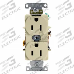 LEVITON Duplex Receptacle Outlet: Duplex, 5-15, Ivory, 125V AC, 15 A, 2 Pole / 3 Wire (MPN 5262-SI)