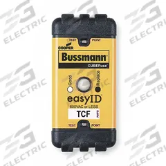BUSSMANN Fuse: Class CF, TCF Series, Time-Delay, 90 A, 600 V AC, 300 V DC, Indicating (MPN TCF90). Key specifications — Brand: BUSSMANN; Series: TCF.