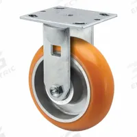 PEMCO Caster: Rigid, No Brake, Polyurethane, 5 in Wheel Dia, 2 in Wheel Wd, 6 1/2 in Mounting Ht (MPN ER5X2AN). Key specifications — Wheel Bearing Type: Ball; Wheel/Tread Color: Orange; Brand: PEMCO; Caster Type: Rigid.