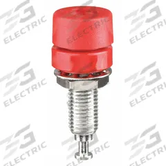 Banana Jack: 1 1/4 in Lg, Brass, Polycarbonate, 2,500 V Max Volt, 15 A Max Current, Red (MPN 1581-2-G/10P). Key specifications — Contact Material: Brass; Body Material: Brass; Brand: POMONA; Color: Red.