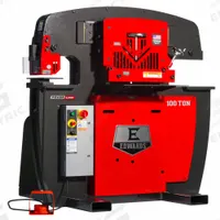 EDWARDS Ironworker: 230V AC /Single-Phase, 4 Stations, 100 Tonf Hydraulic Force, 23 A Current (MPN ED9-IW100-1P230-A). Key specifications — attr69797: Punch; attr67058: 1 in; attr66073: ED9-IW100-1P230-A; attr66076: EDWARDS.