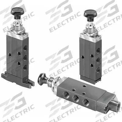 Parker Manual Air Control Valve: DirectAir 2, Four-Way / Two-Position, Button - Parker Directair 2 Series Manual Air Control Valves