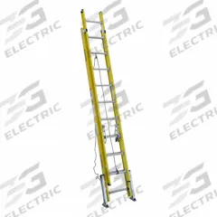 WERNER Extension Ladder: 20 ft Ladder Size, Fiberglass, 375 lb Load Capacity, 58 lb Wt, 2 Sections (MPN D7120-2LV). Key specifications — Color: Yellow; Brand: WERNER; Included Features: Mar-Resistant End Caps; Removable Fly: Removable.