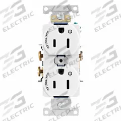 LEVITON Duplex Receptacle Outlet: Duplex, 5-15, White, 125V AC, 15 A, 2 Pole / 3 Wire (MPN 5262-S2W)