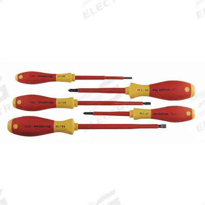 WIHA Insulated Screwdriver Set: 1-10 Pieces, 5 Pieces, Phillips/Slotted Tip - Insulated Screwdriver Sets