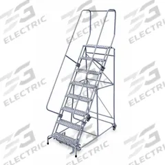 COTTERMAN Rolling Ladder: 6.7 ft Platform Ht, Unassembled, Steel, Manual Lock, Perforated (MPN 1508R2632A6E20B4C1P6). Key specifications — Includes Handrails: Handrails Included; Material: Steel; Brand: COTTERMAN; Color: Gray.