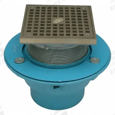ZURN Floor Drain: 8 in Overall Dia, 6 in Grate Size, 4 in Nominal Pipe Size - General Purpose Floor Drains