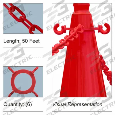 MR. CHAIN Traffic Cone Chain Connector Kit: Non-Reflective, Blank, 1 3/8 in Ht, Plastic - Traffic Cone Connectors
