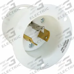 HUBBELL Locking Inlet: Non-NEMA, White, 125/250V AC, 20 A, 3 Pole, 3 Blade (MPN HBL3325C). Key specifications — Voltage Rating: 125/250V AC; Brand: HUBBELL.