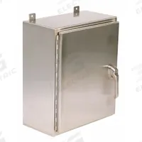 WIEGMANN Enclosure: 304 Stainless Steel, 24 in x 24 in x 8 in, NEMA 12/3R/4/4X, Solid Cover, Hinged (MPN SSN42424083PT). Key specifications — Brand: WIEGMANN; Closure Method: Padlock Hasp; Enclosure Material: 304 Stainless Steel; Knockouts: Not Included.