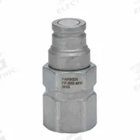 PARKER Nose Piece Assembly Coupling: 1/2 in, Steel, 12 g/min Max. Flow Rate, Push-to-Connect (MPN FF-502-10FO). Key specifications — Coupling Locking Type: Push-to-Connect; Body Material: Steel; Thread Size: 7/8"-14; Brand: PARKER.