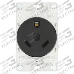 HUBBELL Receptacle: Single, TT-30, Black, 125V AC, 30 A, 2 Pole / 3 Wire (MPN HBLTT30R)
