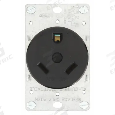 HUBBELL Receptacle: Single, TT-30, Black, 125V AC, 30 A, 2 Pole / 3 Wire (MPN HBLTT30R) - General Purpose Receptacles