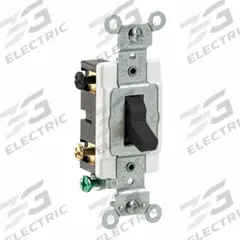 LEVITON Toggle 4-Way, 20 Amp: Toggle Switch, 4-Way, Maintained, Black, 120/277V AC, 20 A (MPN CS420-2E). Key specifications — Illuminated: No; Voltage Rating: 120/277V AC.