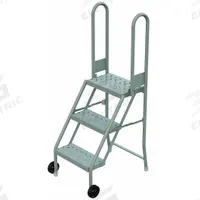 TRI-ARC Rolling Ladder: 2.5 ft Platform Ht, Unassembled, No Locking Mechanism, Steel (MPN KDMF103166). Key specifications — Color: Gray; Brand: TRI-ARC; Handrail Configuration: Double Handrails; Rear Chain: None.