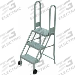 TRI-ARC Rolling Ladder: 2.5 ft Platform Ht, Unassembled, No Locking Mechanism, Steel (MPN KDMF103166). Key specifications — Color: Gray; Brand: TRI-ARC; Handrail Configuration: Double Handrails; Rear Chain: None.