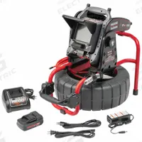 RIDGID Underground Inspection Camera System: SeeSnake®, 131 ft Lg., 8 in Max. Pipe Dia., Color LCD (MPN 63818). Key specifications — attr533194: Keypad; attr533196: Bluetooth; attr533197: SeeSnake®; attr553412: Included; attr529323: M40; attr529330: Color LCD; attr529308: 63818.