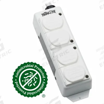 TRIPP LITE Outlet Strip: 4 Outlets, 15 ft Cord Lg, 15 A Current, UL 2930, White, 5-15P - Healthcare Power Strips
