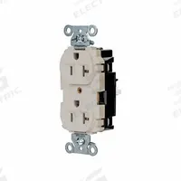 HUBBELL Receptacle: Duplex, 5-20, Light Almond, 125V AC, 20 A, 2 Pole / 3 Wire (MPN 5362STLA)