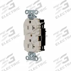 HUBBELL Receptacle: Duplex, 5-20, Light Almond, 125V AC, 20 A, 2 Pole / 3 Wire (MPN 5362STLA)