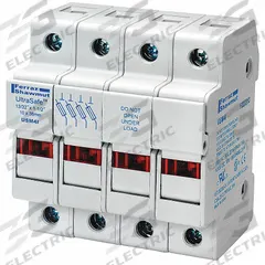 MERSEN Fuse Block: Finger-Safe, 4 Pole, 600 V AC, DIN Rail Mounting, Pressure Plate Termination (MPN USM4I). Key specifications — Brand: MERSEN.