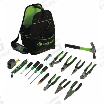 GREENLEE Electricians Tool Kit: 16 Total Pcs, Tool Bag - Tool Sets with Tool Bag