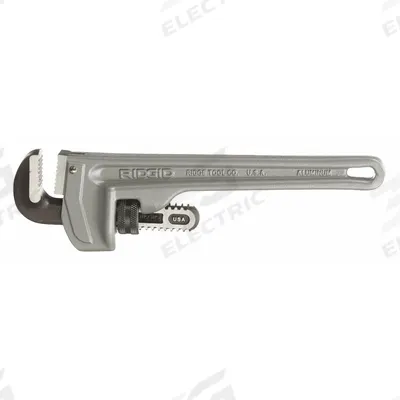 RIDGID Pipe Wrench: Aluminum, 1 1/2 in Jaw Capacity, Serrated, 10 in Overall Lg - Straight Pipe Wrenches