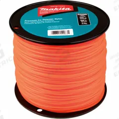 MAKITA Trimmer Line: Co-Polymer Nylon, 0.095 in Dia, 840 ft Overall Lg, Round, Orange (MPN T-03414). Key specifications — Brand: MAKITA; Compatible Manufacturer Number: 385KK5; Compatible Product Type: Trimmer Heads; Material: Co-Polymer Nylon.