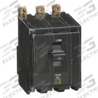 SQUARE D Miniature Circuit Breaker: 15 A, 120/240V AC, Three Phase, 22kA at 120/240V AC, 3 Poles (MPN QOB315VH). Key specifications — Phase: Three; Amps: 15 A; AC Voltage Rating: 120/240V AC; Max. AIR Rating: 22kA at 120/240V AC; For Use With: Square D NQOD Panelboards; Brand: SQUARE D.