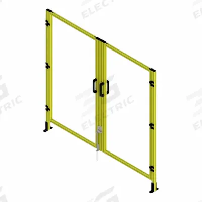 FAZTEK T-Slot Framing System Door: Stand-Alone, Yellow, Double Swing - Clear Plastic Standalone Door Kits