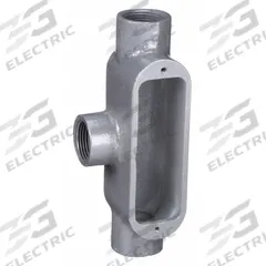 Conduit Outlet Body: Iron, 1 1/2 in Trade Size, T Body, 36 cu in Body Capacity, Threaded Hub (MPN OT-5M). Key specifications — Finish: Powder Coated; Includes: Stainless Steel Screws; For Use With: IMC; Brand: HUBBELL KILLARK; Hub Style: Threaded; Mfr. Series: O.