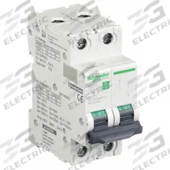 SCHNEIDER IEC Supplementary Protector: 40 A Amps, 500V DC, 5kA at 250V DC, Screw Clamp, C60H-DC, D (MPN M9U31240). Key specifications — Terminal Connection: Screw Clamp; AC Voltage Rating: Not Rated; Curve Type: D; DC Voltage Rating: 500V DC; Max. AIR Rating: 5kA at 250V DC; Series: C60H-DC; Brand: SCHNEIDER.