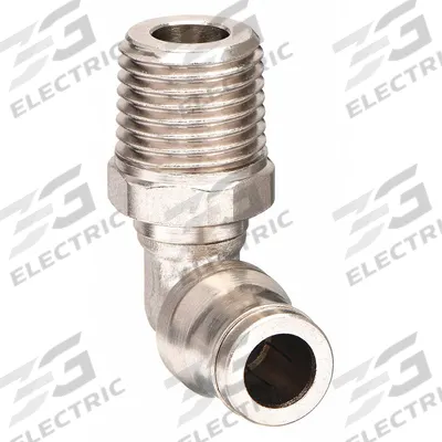 LEGRIS Push-Fit Elbow Fitting: 6 mm OD x 1/8 in Pipe Size, Push-to-Connect x MBSPT - Nickel-Plated Brass Tube Fittings