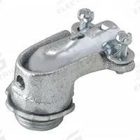 Squeeze Elbow Connector: Iron, 2 in Trade Size, Non Insulated (MPN 2208). Key specifications — Connection Type: Squeeze; Connection Orientation: 90°; Material: Iron; Insulated: No; For Use With: Flexible Metal Conduit; Connector Style: Elbow; Standards: EU RoHS; Brand: RACO.
