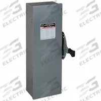 SQUARE D Safety Switch: Non-Fusible, 100 A, Single Phase, 240V AC, Galvanized Steel, Indoor (MPN DTU223). Key specifications — attr867131: SQUARE D.