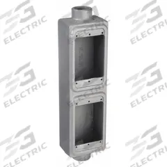 APPLETON ELECTRIC Electrical Box: Iron, Rectangular, 2 Gangs, 1/2 in Hub Size, 40 cu in Capacity (MPN FSC-2T-50). Key specifications — Color: Gray; Brand: APPLETON ELECTRIC.