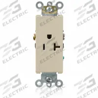 LEVITON Receptacle: Single, 5-20, Ivory, 125V AC, 20 A, 2 Pole / 3 Wire (MPN 16351-I)