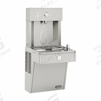 ELKAY Drinking Fountain with Bottle Filler: On-Wall, Non-Refrigerated, Stainless Steel - On-Wall Single Drinking Fountains with Bottle Fillers