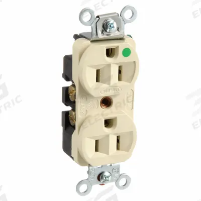 HUBBELL Receptacle: Hospital Grade Fed. Spec., Duplex, 5-15R, Ivory, 125V AC, 15 A - General Purpose Receptacles