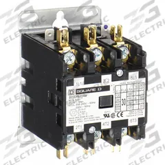 SQUARE D Definite Purpose Magnetic Contactor: 3 Poles, 480V AC, 30 A, Non-Reversing (MPN 8910DPA33V06). Key specifications — Brand: SQUARE D; Coil Voltage: 440/480V AC; Contactor Style: HVACR Definite Purpose Contactor; Terminal Connection Type: Quick-Disconnect Terminals; Maximum Voltage Rating: 600V AC; Series: 8910 Series Type DPA; Phase: Three; Main Pole Contact Form: 3NO.