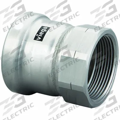 VIEGA MEGAPRESS Crimp Adapter Fitting: 2 1/2 in Pipe x 2 1/2 in Pipe Size, Press-fit x FNPT - Stainless Steel Press Fittings