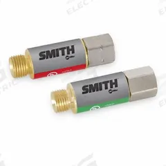 SMITH EQUIPMENT Flashback Arrestor Set: Torch Mount, 9/16"-18, For Oxygen & Fuel (MPN H743). Key specifications — Brand: SMITH EQUIPMENT; Manufacturer Part Number: H743; Connection Size: 9/16"-18; CGA Number: CGA 023 (Fuel).