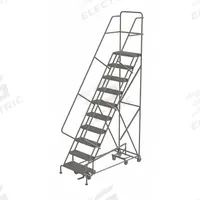 TRI-ARC Rolling Ladder: 8.3 ft Platform Ht, Unassembled, Steel, Foot-Activated Step Lock, Serrated (MPN KDAD110242). Key specifications — Folding: Not Foldable; Color: Gray; Brand: TRI-ARC; Handrail Configuration: Double Handrails.