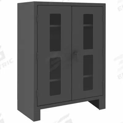 DURHAM MFG Storage Cabinet: 48 in x 24 in x 66 in, Legs, 3 Adj Shelves - Industrial Clearview Shelf Cabinets