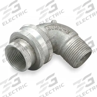 HUBBELL KILLARK Union - Conduit to Box, 90 Degrees: Steel, 3/4 in Trade Size - 90° Union - Conduit to Box