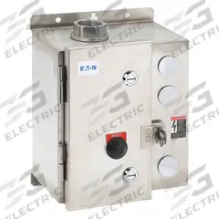 EATON NEMA Magnetic Motor Starter: Non-Reversing, 3 Poles, NEMA Size 1, 27 A, 240V AC Coil (MPN ECN0514BAA-R63/CL30). Key specifications — attr211388: EATON; attr951451: 1NO/1NC; attr951453: 220/240V AC; attr951489: Three; attr984425: 1NO/1NC; attr984429: Pilot Light; attr997361: None (Not Applicable to Electronic Overloads).